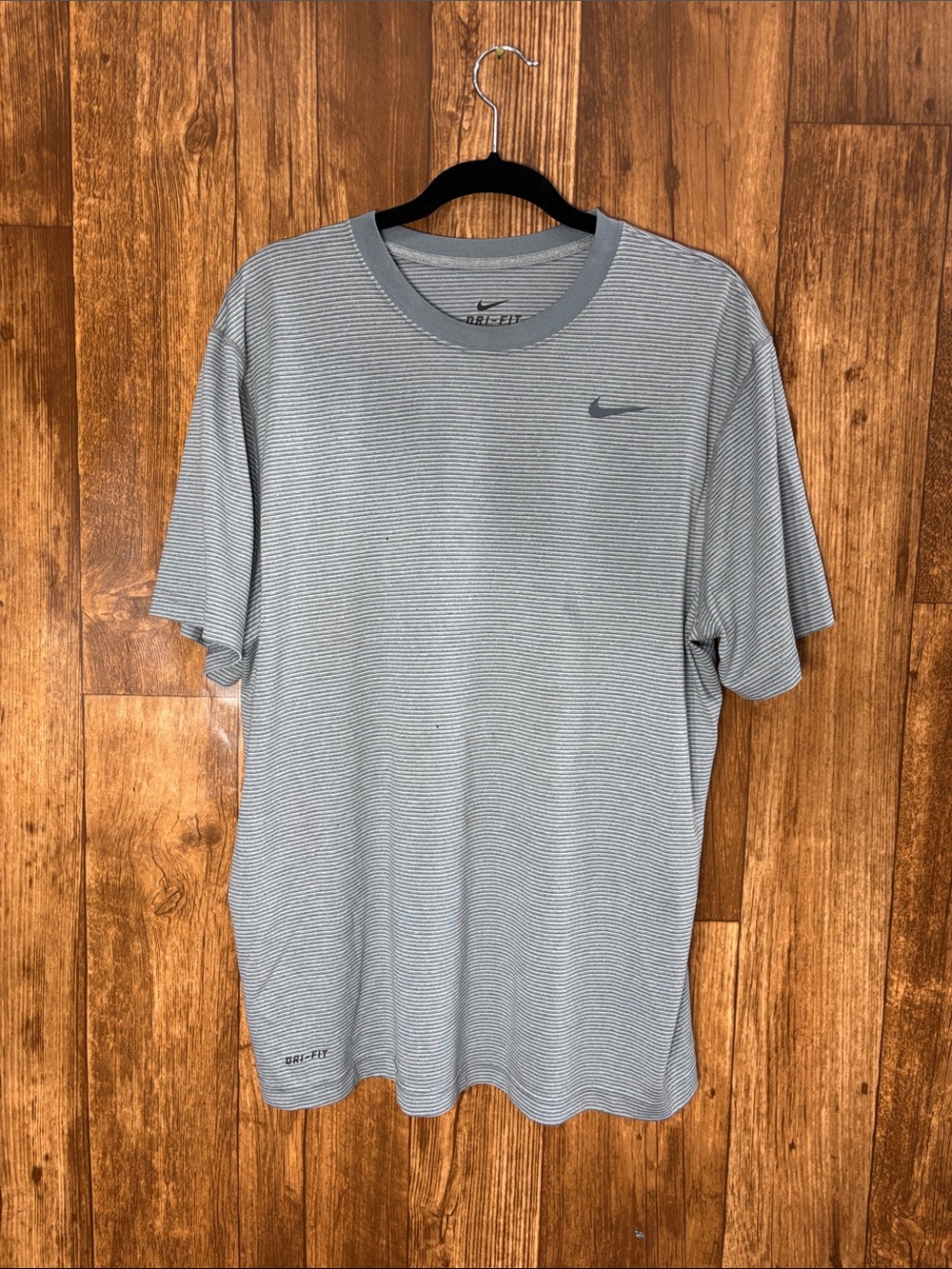Nike Grey Striped Short Sleeve Dri-FIT Tee